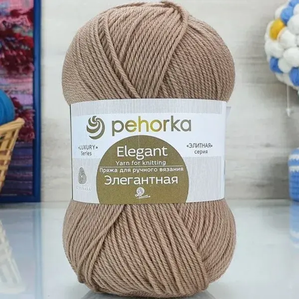 Пряжа Пехорка Элегантная,100% мериносовая шерсть, 100 г х5 шт/упак, 250 м (270-Мокрый песок)