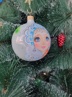 Шар стеклянный "снегурочка" ручная роспись