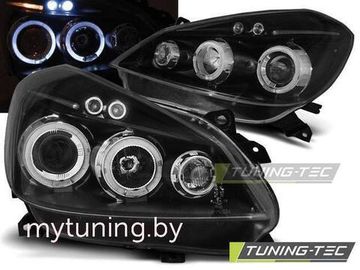 Передние фары Renault Clio 3 angel eyes black