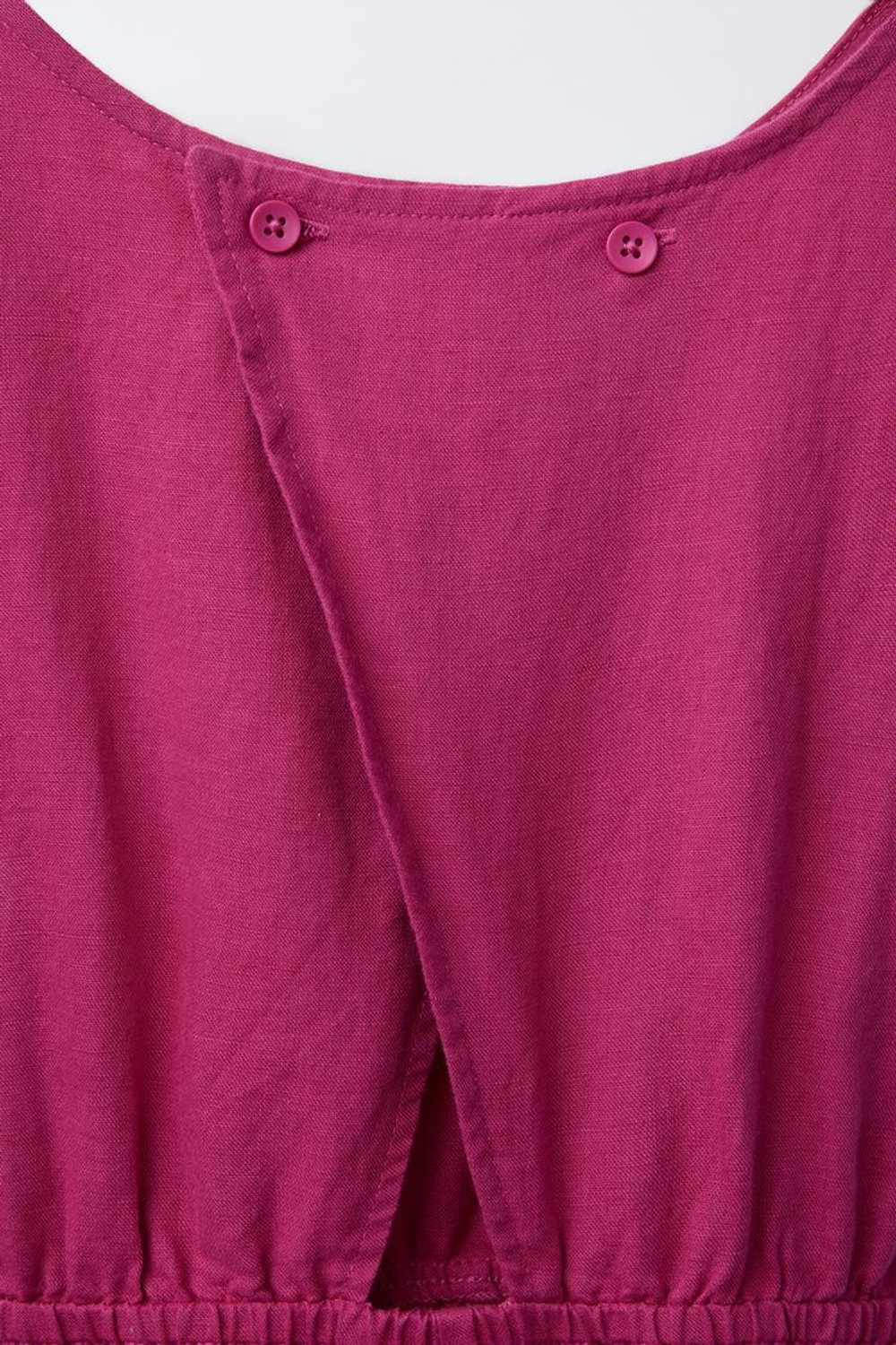 ZARA КОМБИНЕЗОН ИЗ СМЕСОВОГО ЛЬНА С ЗАВЯЗКАМИ, ЦВЕТ ФУКСИИ