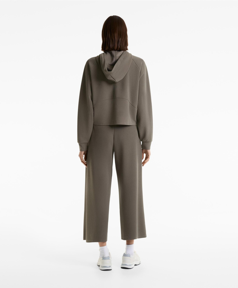 Oysho Толстовка с капюшоном в рубчик, угольный