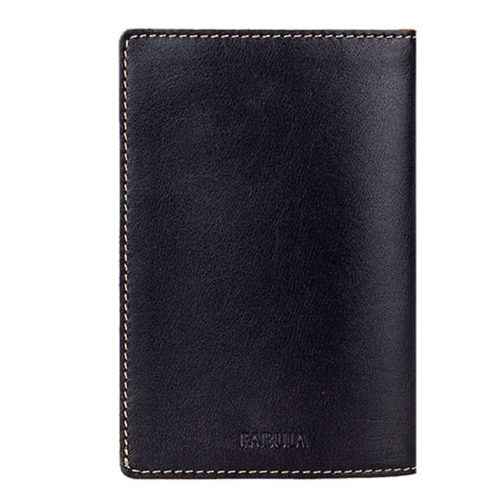 Обложка для паспорта FABULA "Kansas", натуральная кожа, отстрочка, тиснение "Passport", черная, O.8.TX