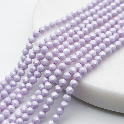 Фианит "матовый" (кубический цирконий), цвет лавандовый, размер около 3 мм, цена за нить 38 см