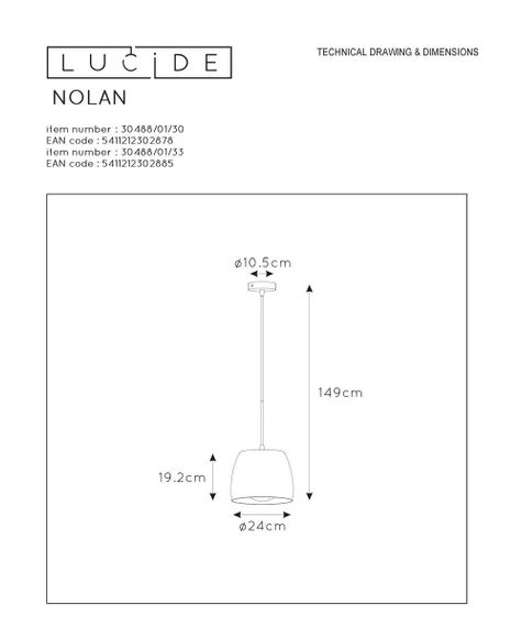 Подвесной светильник Lucide Nolan 30488/01/33