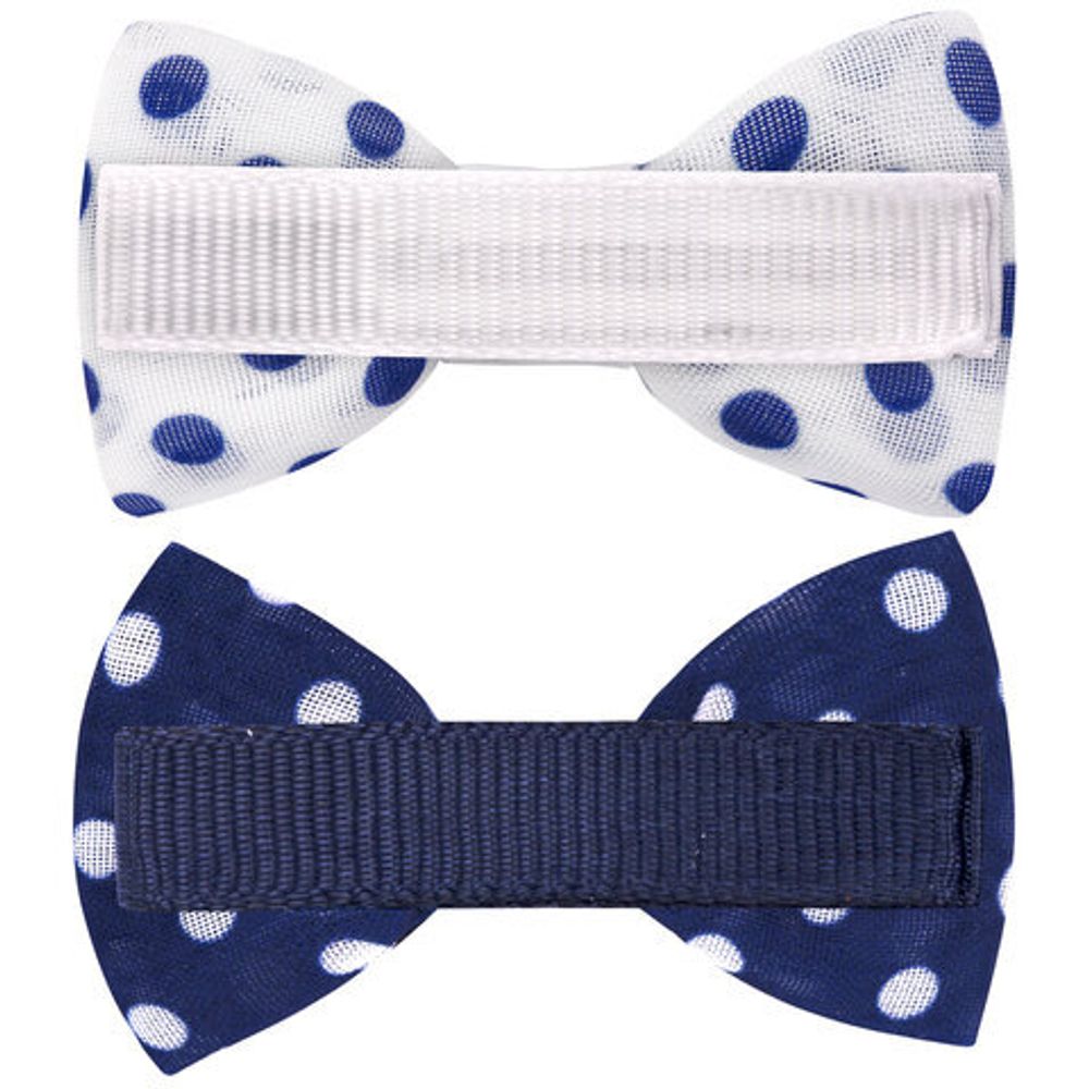 Заколки для волос НАБОР 4 шт., 5х2,5 см, зажим, с бантиком, синий, белый в горошек, MONTE VITA, 457108