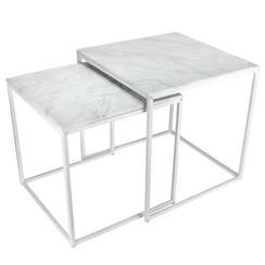 Стол журнальный МеталлАрт М002 белый мрамор/белый