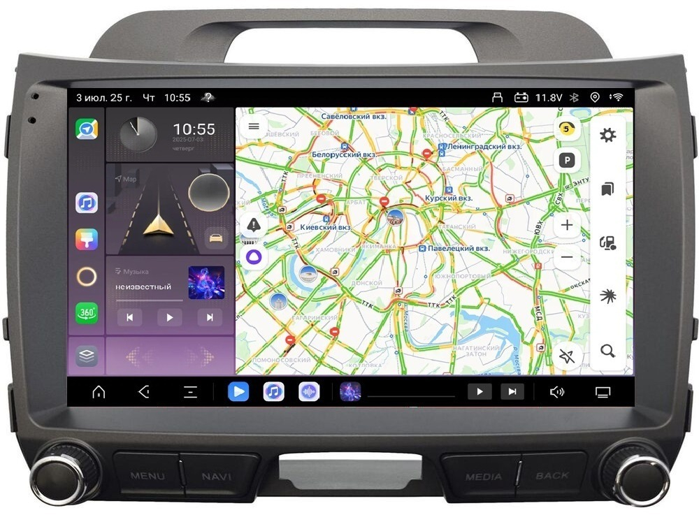 Магнитола для KIA Sportage 2010-2016 (низкая комплектация) - Carmedia SF-9735-1 (рамка 9") QLed+2K, Android 13, TS20, CarPlay, 4G SIM-слот