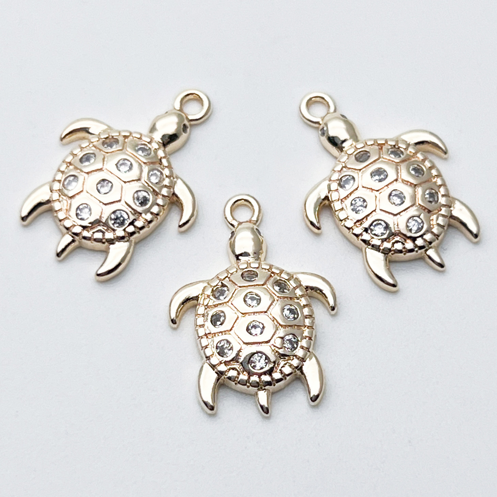 Подвеска Черепаха, цвет золото, фианиты, размер 18*13 мм, цена за 1 шт
