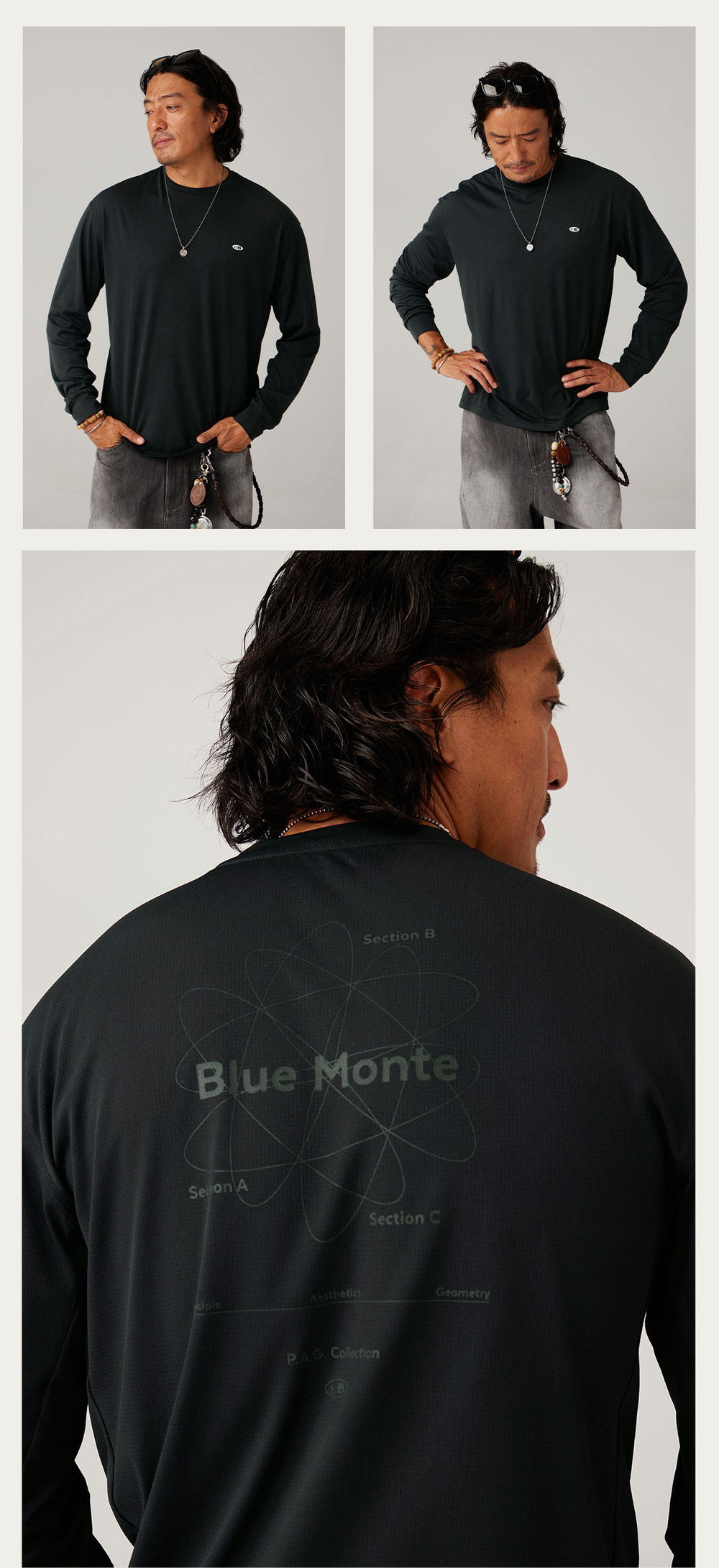 Лонгслив Nothomme Blue Athletic Casual Reflective Crew Neck Long-Sleeve Tee