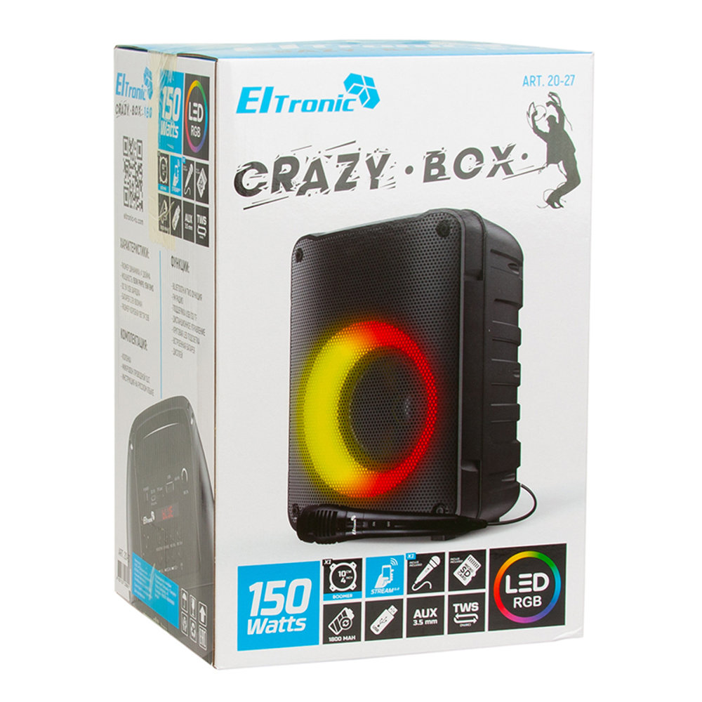 Колонка 04" (20-27 CRAZY BOX 150) динамик 1шт/4" ELTRONIC с TWS