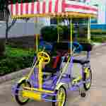 Семейный велосипед, трехместный, фиолетовый