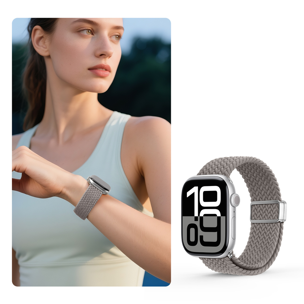 Эластичный ремешок темно-серого цвета (Clay) для смарт часов Apple Watch размером 38, 40, 41 и 42MM, серия Mixture Ultra Series от Dux Ducis