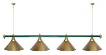 Лампа STARTBILLIARDS 4 пл. (плафоны коричневые,штанга голубая,фурнитура золото)