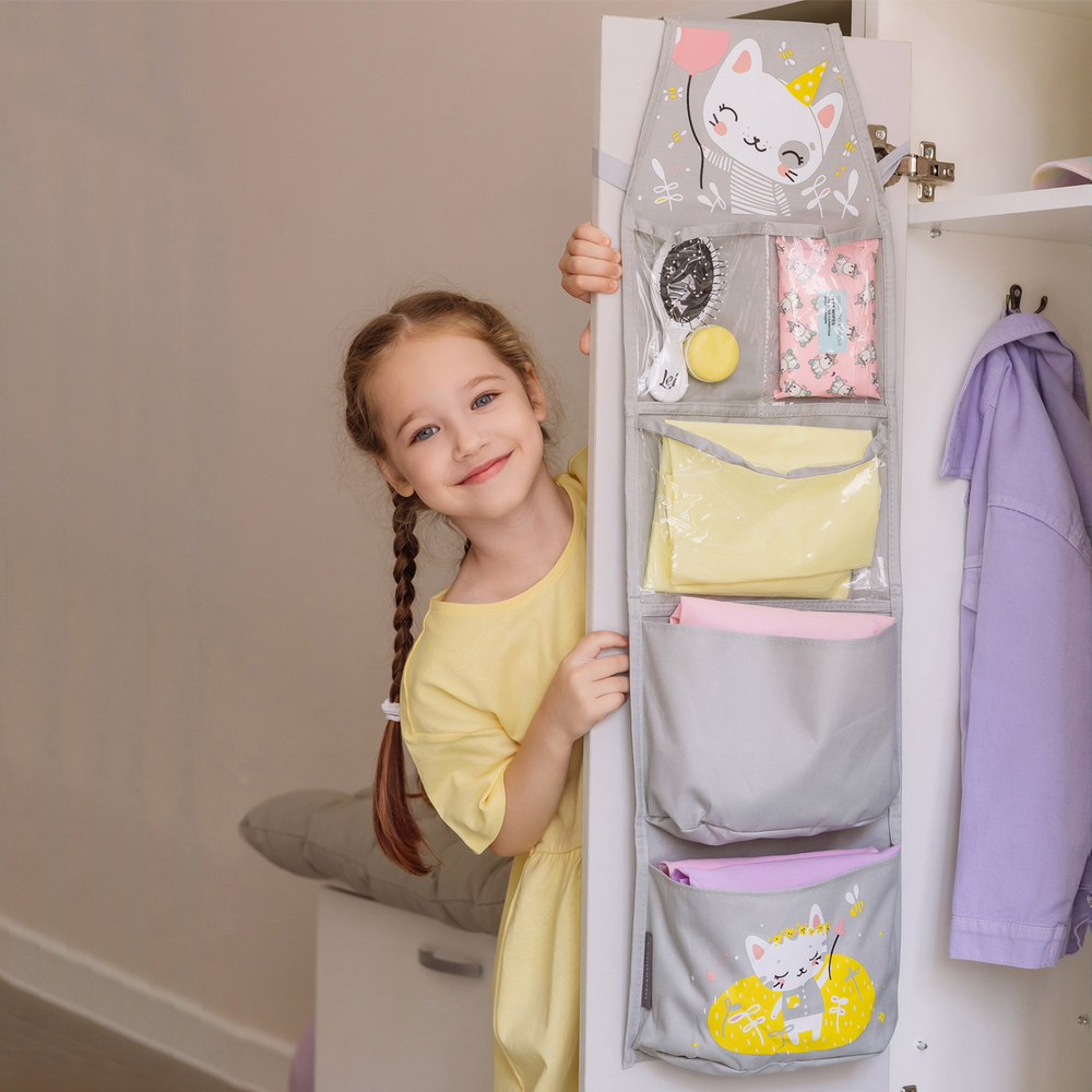 Набор для детского сада: кармашек, коврик, наклейки. Котик