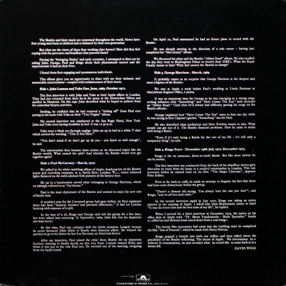 The Beatles, David Wigg / The Beatles Tapes From The David Wigg Interviews (2LP)