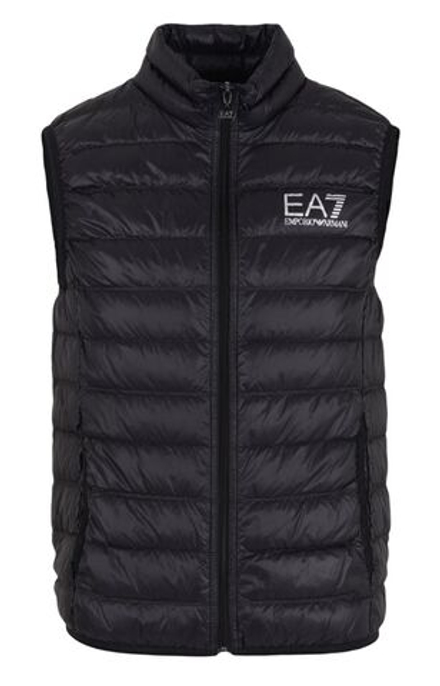 Мужская теннисная жилетка EA7 Man Woven Down Жилет - черный