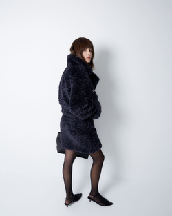Шуба из искусственного меха Стелла Маккартни иссиня-черный