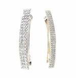 Заколка автомат французская весенняя заколка-автомат для волос. Со стразами в три ряда. Цвет серебро.