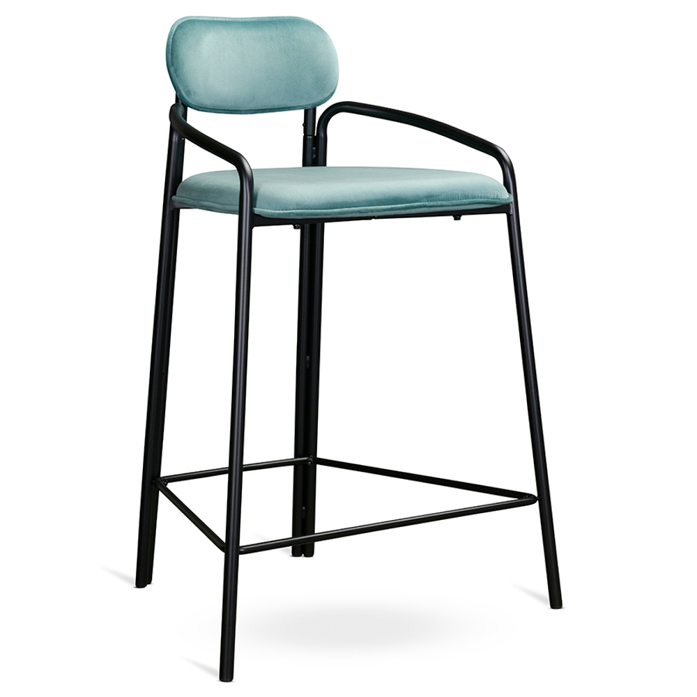 Стул полубарный LATITUDE Ror, Round, велюр, черный/светло-бирюзовый