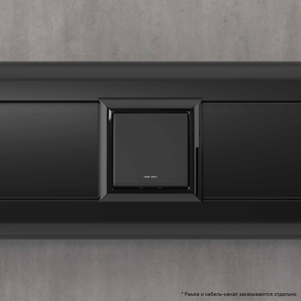 Переключатель одноклавишный модульный, "Avanti", "Черный матовый", 2 модуля