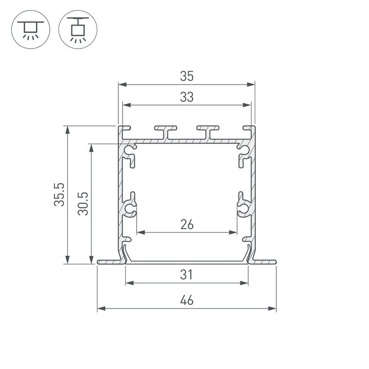Профиль встраиваемый Arlight Linia49-F-S-3000 Anod 041872