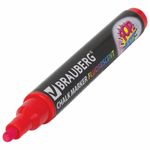 Маркер меловой "POP-ART" КРАСНЫЙ, 5 мм, сухостираемый, для гладких поверхностей, BRAUBERG, 151529