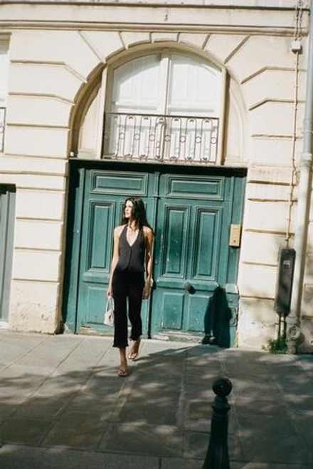 ZARA УКОРОЧЕННЫЕ БРЮКИ КЛЕШ С ВОЛАНАМИ, ЧЕРНЫЙ