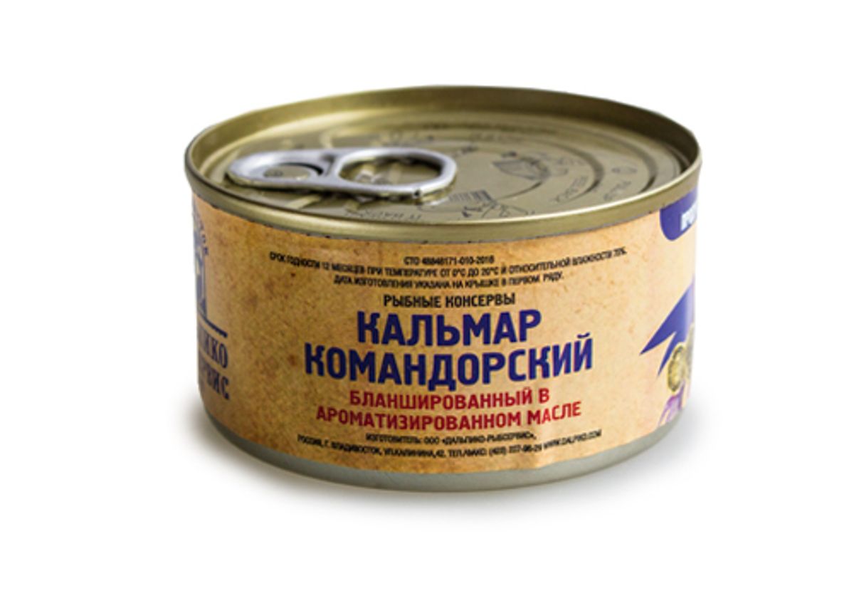 Кальмар командорский в масле, 130г