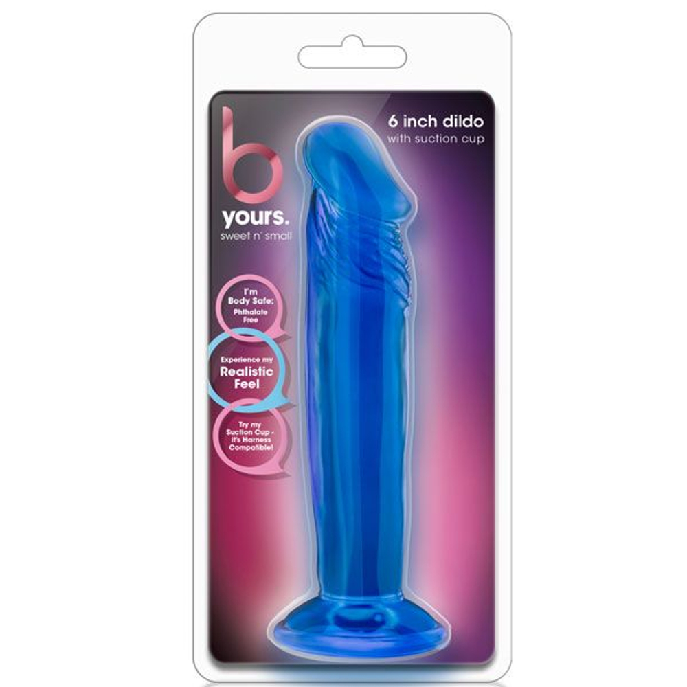 Синий анальный фаллоимитатор Sweet N Small 6 Inch Dildo With Suction Cup - 16,5 см. (Цвет: синий)