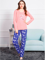 Женская пижама в новогоднем стиле с синими брючками (Размер: S) (Цвет: синий)