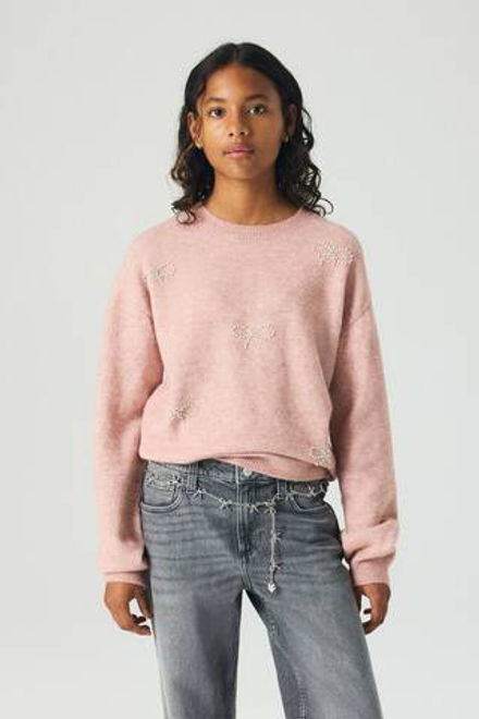 H&M Свитер свободного кроя с принтом, пыльно-розовый