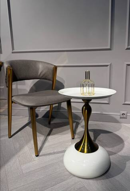 Стол журнальный Ist Casa Монро, 39x54 см, белый, золото