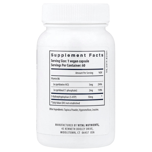 Vital Nutrients, 5-HTP, 50 мг, 60 веганских капсул
