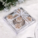 Свечи новогодние «Снежинки»11.5*11*5*3см (набор 5шт), Шампань