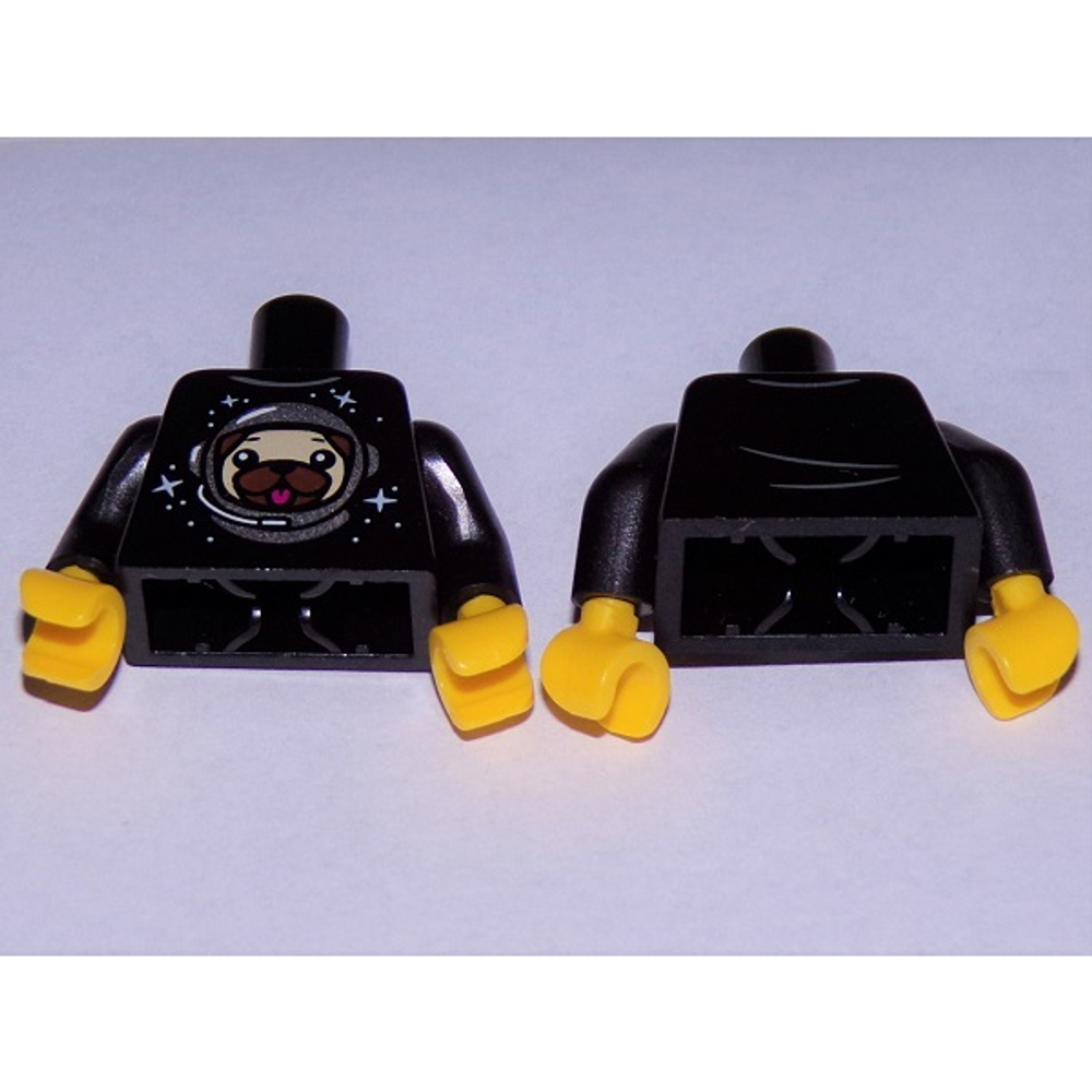 Футболка с изображением головы мопса в космическом шлеме астронавта, узор в виде точек и звездочек (BAM) / Черные руки / Желтые руки 973pb4011c01