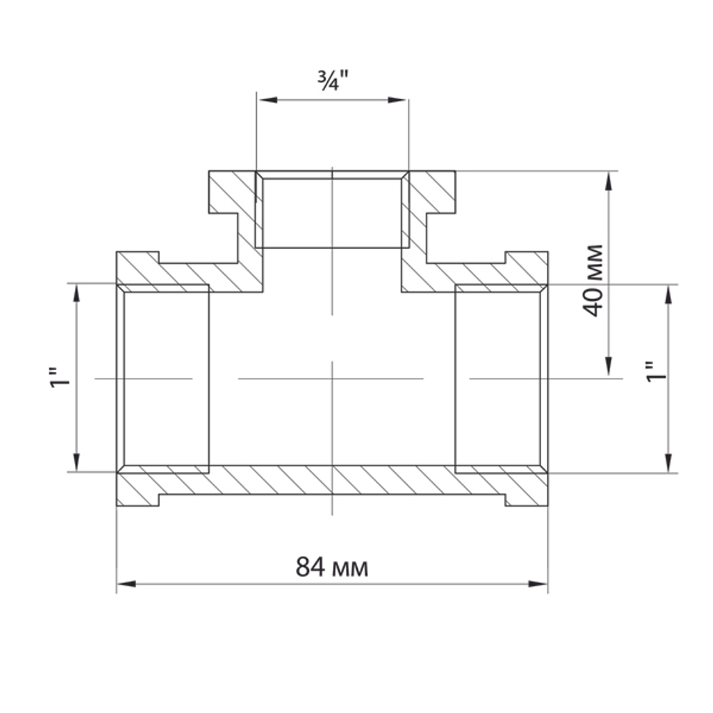 Тройник 1'' - 3/4'' - 1'' вн/вн/вн VRT®