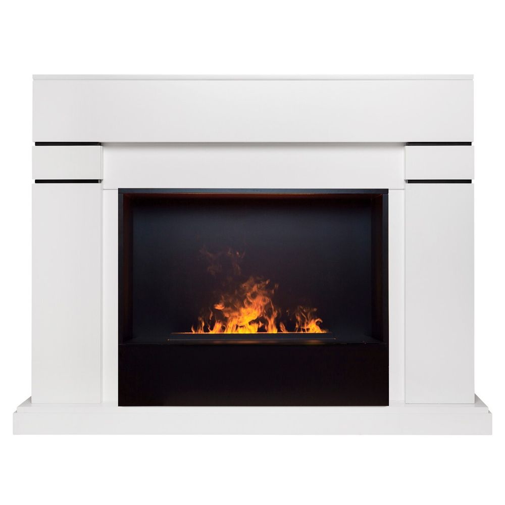 Электрокамин RealFlame Lindelse 26 WT белый с очагом 3D Cassette 630 Black Panel