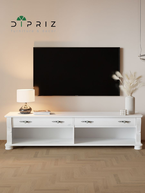 Тумба под телевизор Сюзанна, 160 см, с ящиками, белый