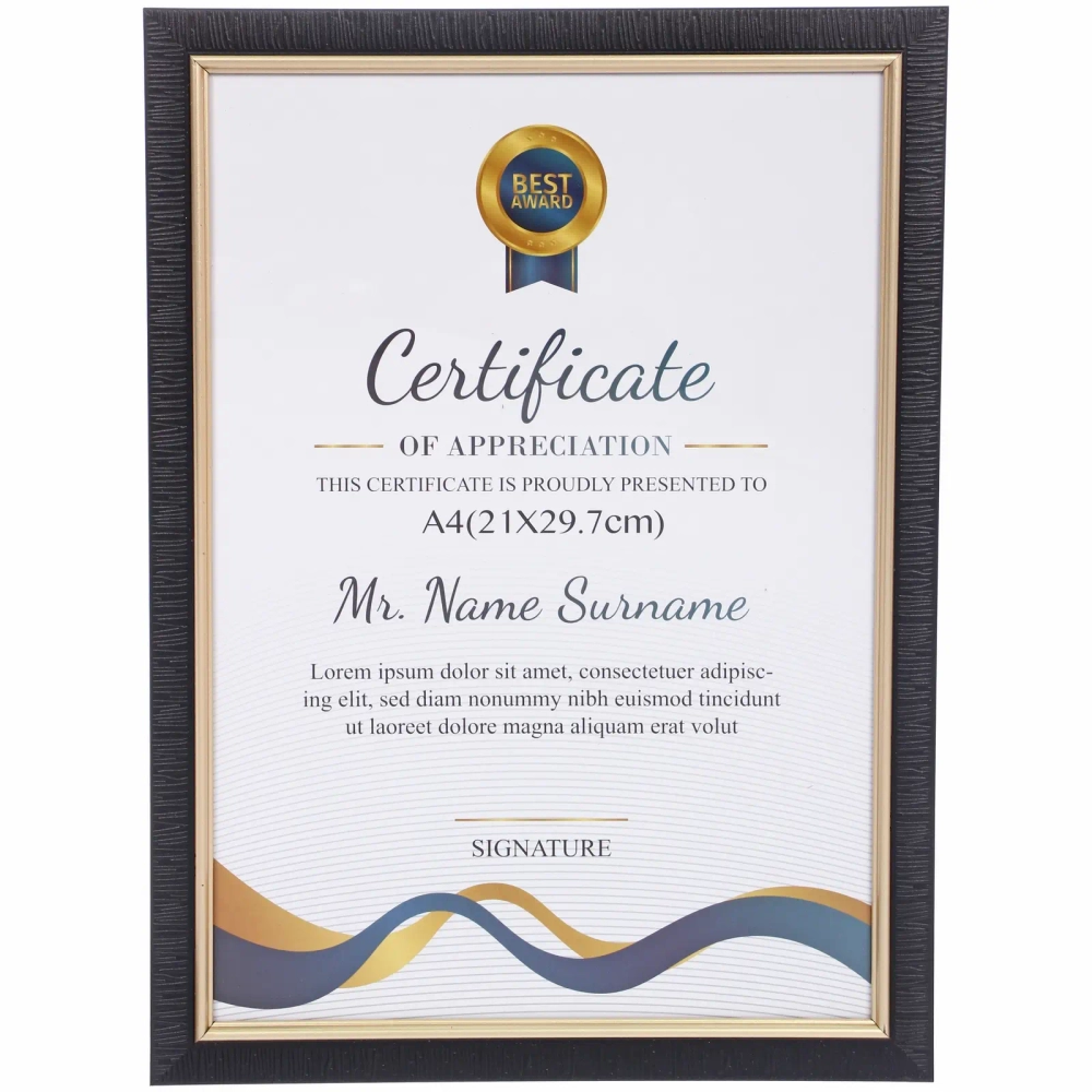 Фоторамка 30*21см «Дипломат» черная с золотом, пластик