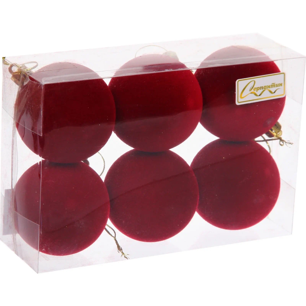 Набор шаров VELOUR «Нежный бархат» 6 см (набор 6 шт), Рубин