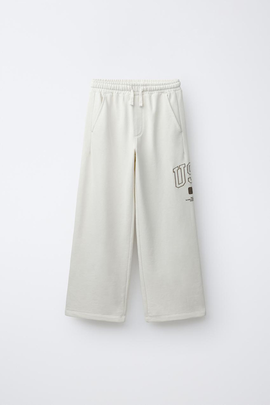 ZARA БРЮКИ WIDE LEG JOGGING ИЗ МЯГКОЙ ТКАНИ, ЭКРЮ