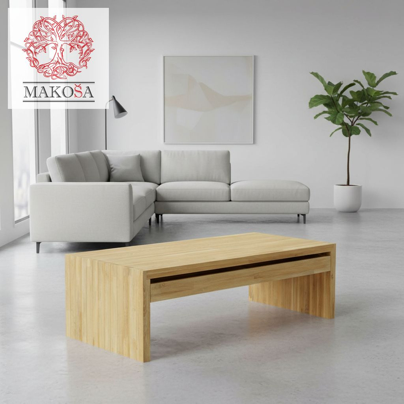 Журнальный столик, 125х59х40, Розенбург, кофейный, с ящиками, из массива дуба, MAKOSA