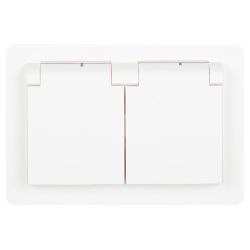Розетка Intro Style 7-210-01 2х2P+E Schuko с крышкой штор., 16А-250В, СУ, IP44, белый
