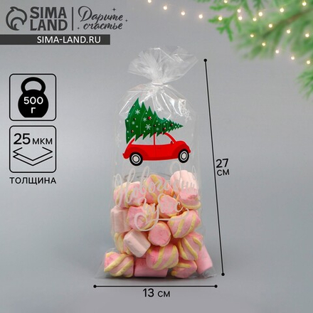 Пакет БОПП «Новогодняя машинка», 13 х 27 см, 9670278