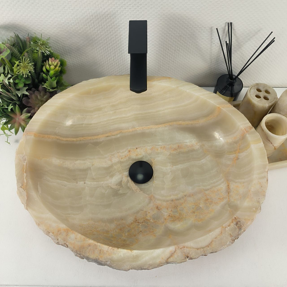 Каменная раковина из оникса Erozy Green EO-04716 (60*49*16) 0163 из натурального камня