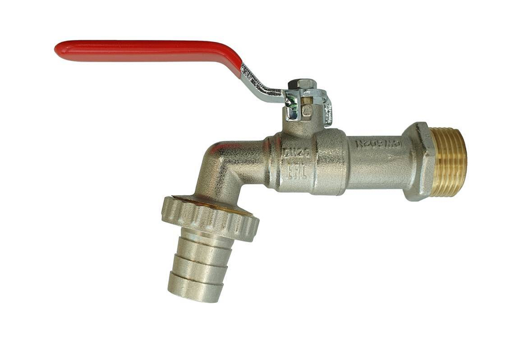 Шаровой кран спускной BVR-CR (1/2"-1"), ручка-рычаг, латунь, под шланг, Ридан