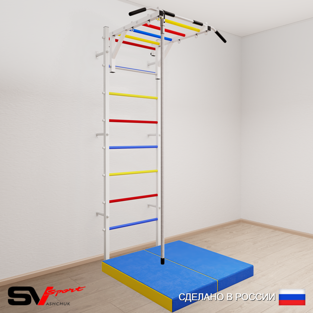 Шведская стенка Sv Sport усиленная 6294 (Турник рукоход/Канат/Мат 1м)