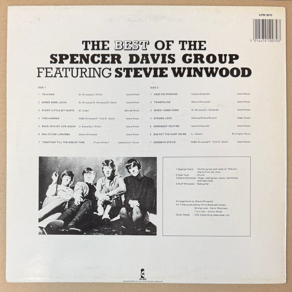 Spencer Davis Group Featuring Stevie Winwood ‎– The Best Of The Spencer Davis Group Featuring Stevie Winwood (Англия 1986г.)