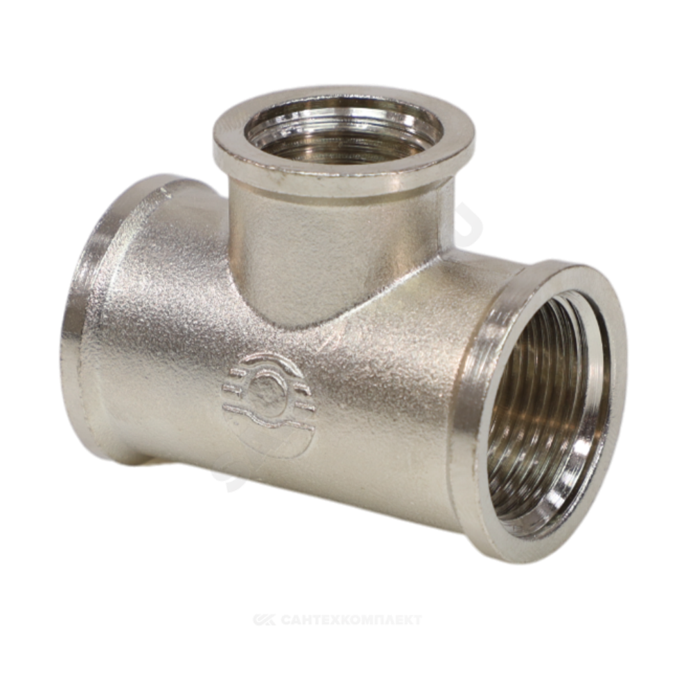 Тройник латунь никель переходной Ду 25х15х25 (1"х1/2"х1") ВР VALFEX VF.750.N.100.012.100
