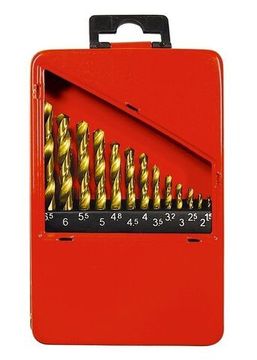 Набор нитридтитан. сверл по металлу, 1,5-6,5мм (через 0,5мм,3,2мм, 4,8мм), НSS,13 шт. Matrix 72386